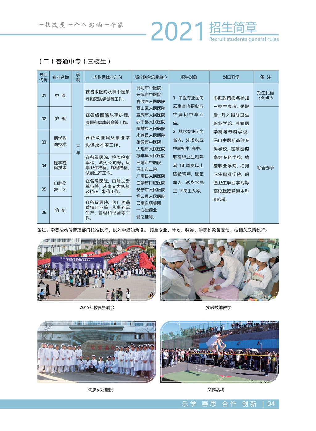 昆明衛(wèi)生職業(yè)學(xué)院2021年五年制、中專招生簡章