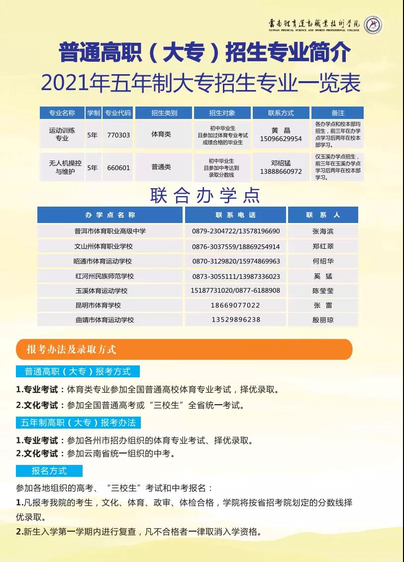 云南體育運(yùn)動(dòng)職業(yè)技術(shù)學(xué)院2021年招生簡章