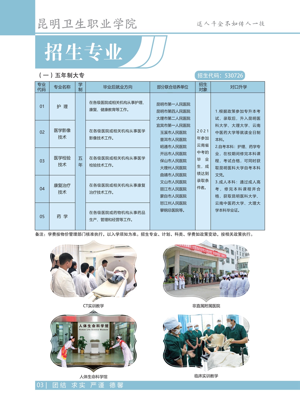 昆明衛(wèi)生職業(yè)學(xué)院2021年五年制、中專招生簡章